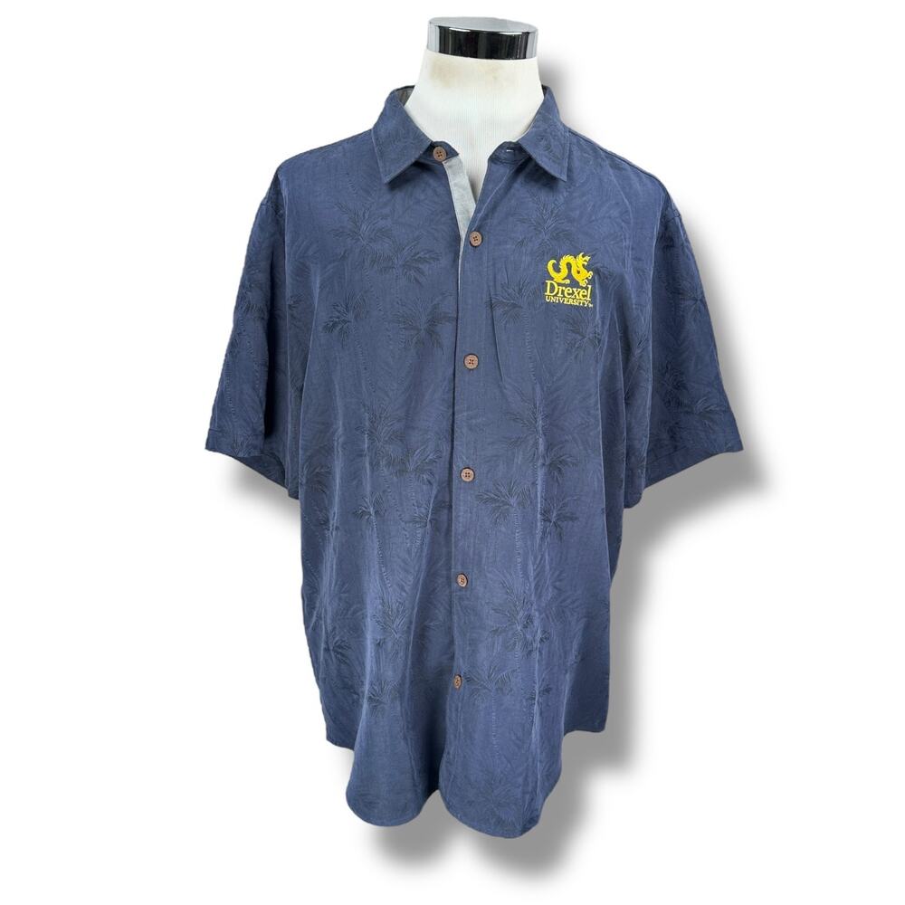 Tommy Bahama Coconut Point Palm Vista Camp Mens 2XL XXL Blue‎ Drexel University